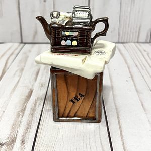 Rare Complete! Paul Cardew Designs Miniature Cash Register Teapot Sugar Box 4”